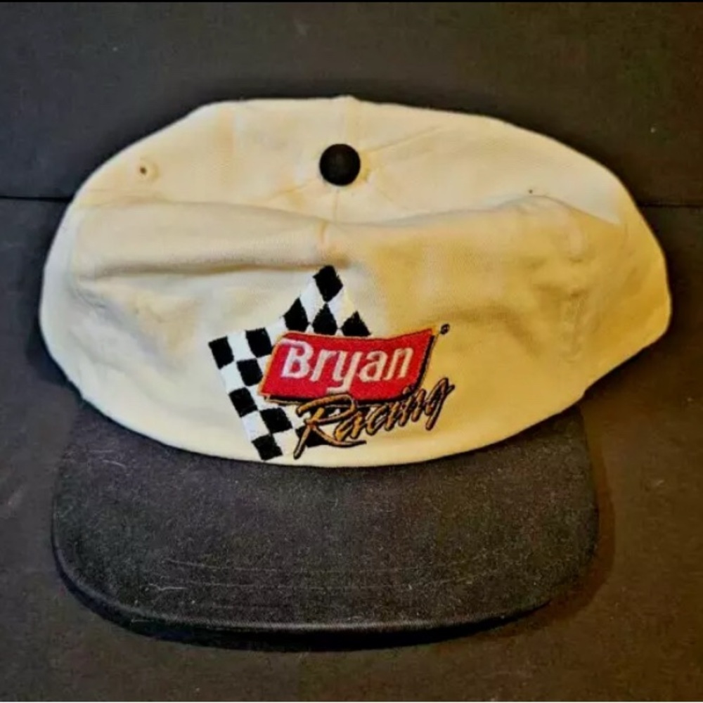 Vintage Bryan Foods Truckers Cap Leather Adjustable Embroidered Racing Patch USA